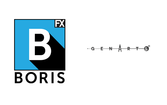 Logos for Boris FX and GenArts on a white background.