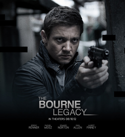 A man in a dark jacket points a handgun toward the camera against a blurred urban background.
