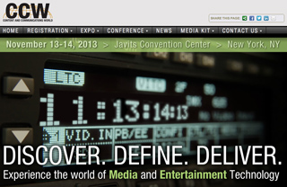Banner for CCW 2013 featuring a close-up of a digital timecode display.
