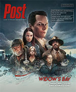 Magazine cover titled Post with several characters layered over a coastal landscape.