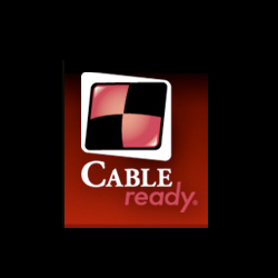 A logo featuring a checkered red and black square icon above the text 'CABLE ready.'