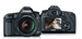Two black DSLR cameras, one showing the lens and one showing the rear LCD screen.