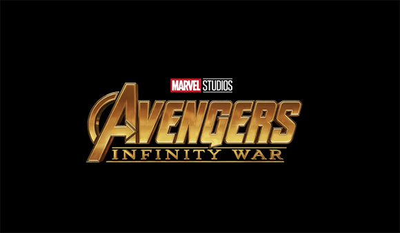 Gold Avengers Infinity War logo on a black background.