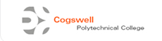 Cogswell Polytechnical College logo with a gray abstract symbol and orange and gray text.