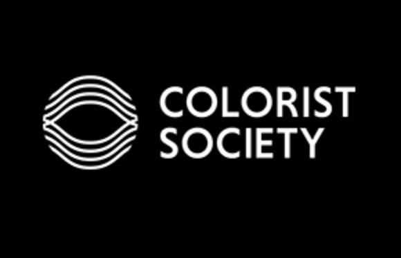 White logo featuring a stylized eye icon and the text COLORIST SOCIETY on a black background.
