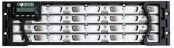 A black electronic device featuring several horizontal silver metallic components and a small digital display.