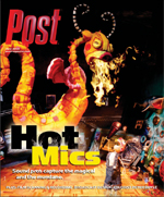 A colorful, whimsical creature with a long, segmented body and flames spewing from its head. Text reads "Post Hot Mics".