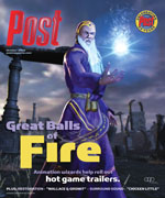 A wizard with a long white beard and purple robes conjures a glowing ball of light in his hand.