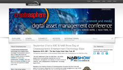 Website for Createasphere digital asset management conference in New York, September 2011.