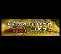 Banner for the Digital Asset Management Conference for entertainment and media.