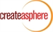 The word createasphere in red text, partially enclosed by a thin orange circular arc.