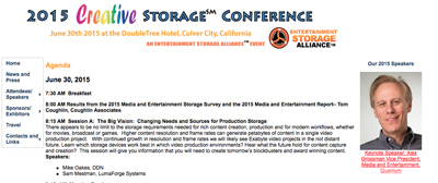 Banner for the 2015 Creative Storage Conference held June 30th at the DoubleTree Hotel in Culver City, California.