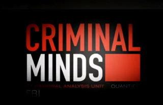 Red and white text reading 'CRIMINAL MINDS' on a black background.