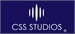 CSS Studios logo with white vertical bars and text on a dark blue background.
