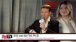 Erik van der Tol, Ph.D., speaking into a microphone during a PostTV presentation.