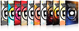 A collection of twelve different colorful software box designs for Editor's Toolkit.