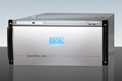 A silver SpycerBox Ultra rack-mount electronic device with a blue logo on the front panel.