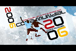 Graphic for the 2006 FIFA World Cup featuring two soccer players and stylized text.