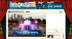A website interface for Lollapalooza featuring a video player showing a city skyline and fountain.