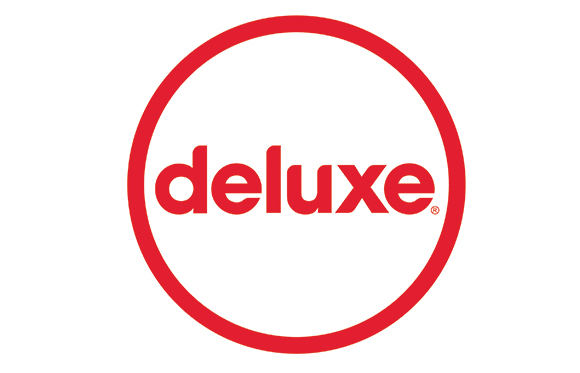 The word deluxe in red lowercase letters inside a red circle on a white background.