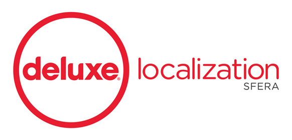 Red circle containing the word deluxe next to the word localization and SFERA in black text.