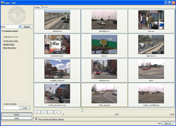 A computer software window showing a grid of various street and traffic scene thumbnails.