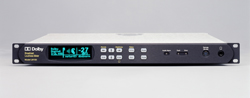 A black and silver Dolby Broadcast Loudness Meter with a glowing green digital display.