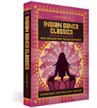 Book cover titled Indian Dance Classics featuring a silhouette of a person in a lotus pose.