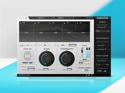 Digital interface of the ERA D audio plugin showing spectral analysis and control knobs.