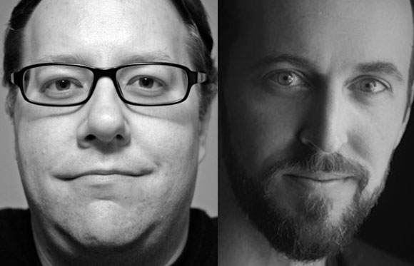 Two close-up black and white portraits of men looking forward.