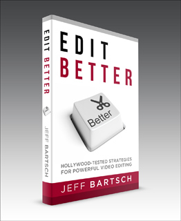 A 3D book cover titled 'Edit Better' by Jeff Bartsch featuring a computer key with scissors and the word 'Better'.