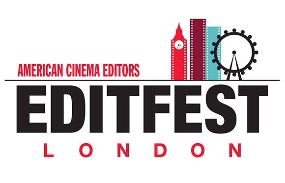 Logo for American Cinema Editors Editfest London featuring stylized London skyline silhouettes.