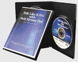A DVD titled "Edit Like A Pro with Avid Xpress Pro" resting inside an open black plastic case.