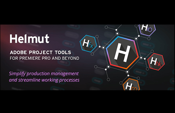 Banner for Helmut Adobe Project Tools featuring a large central 'H' icon surrounded by smaller hexagonal icons.