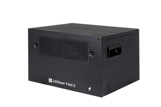 Black EditShare Field 2 device with ventilation grilles and handles, isolated on a white background.