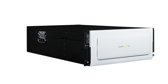 A black rectangular server chassis with a white front panel featuring the text ELEMENTS ONE.