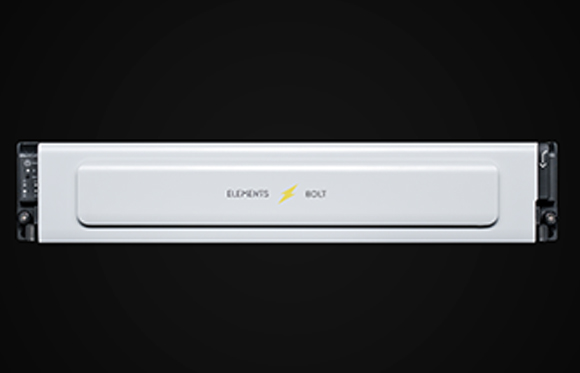 A white rectangular electronic device with the text 'ELEMENTS BOLT' in the center on a black background.