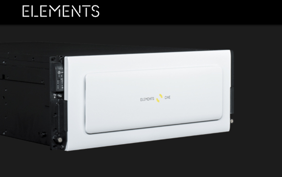 A white and black server chassis with the text ELEMENTS ONE on the front panel.