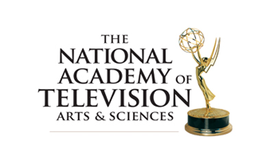 Logo for The National Academy of Television Arts & Sciences with an Emmy Award trophy.