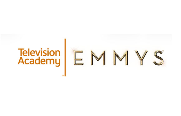 Television Academy logo in orange next to the word Emmys in gold metallic lettering on a white background.