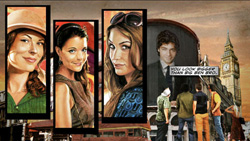 Collage featuring portraits of three women and a man against a backdrop of Big Ben and people.