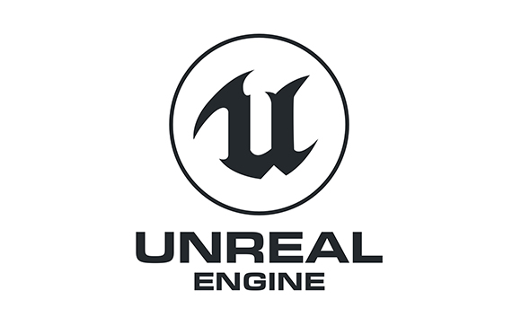 Black Unreal Engine logo featuring a stylized letter U inside a circle above the text UNREAL ENGINE.