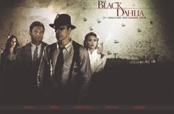 Four people in vintage clothing stand against a textured, dark background for a movie poster.