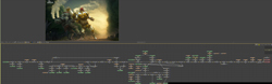 Digital artwork of a fantasy character above a complex node-based software interface.