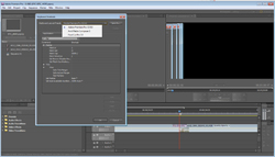Screenshot of Adobe After Effects software with a project setup window open, displaying composition settings.