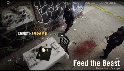 A crime scene on a sidewalk with a table, blood, and two police officers near a graffiti wall.
