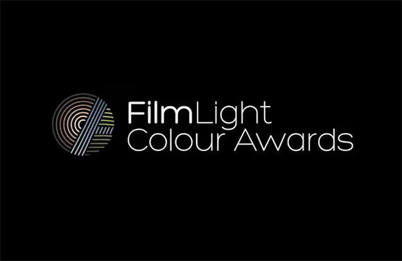 FilmLight Colour Awards logo featuring a circular graphic of concentric lines next to white text on a black background.