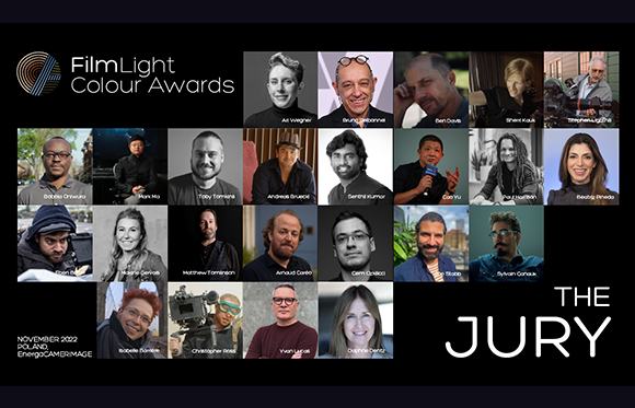 A grid of portrait photos of various individuals titled The Jury for the FilmLight Colour Awards.