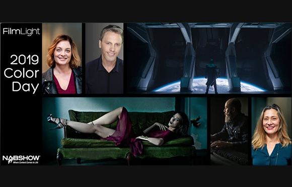 Collage of four portraits and two cinematic film stills for FilmLight 2019 Color Day.