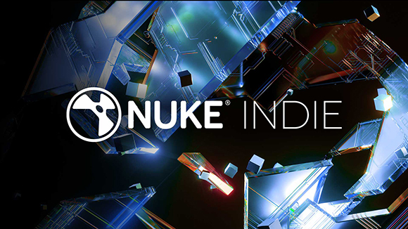 Nuke Indie logo set against a dark background with glowing, fractured blue and gold geometric shards.